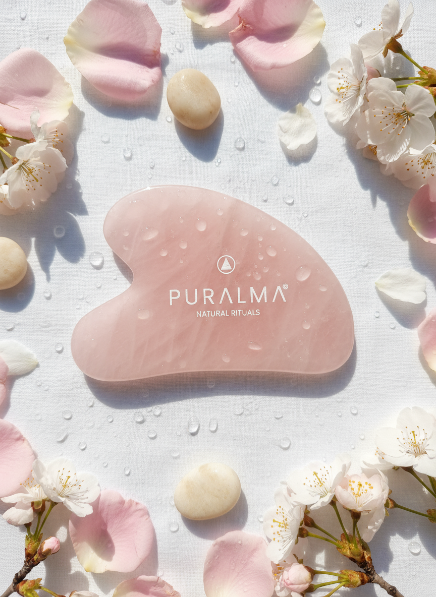 Vista aérea gua sha Puralma com elementos naturais